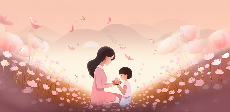 粉色唯美温馨母亲节手绘效果背景图,插画/手绘图,插画/手绘图库,插画/手绘图下载,插画/手绘